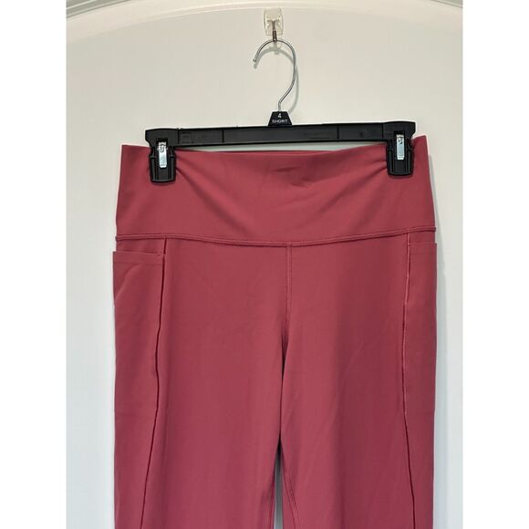Athleta Transcend Stash Crop Straight Leg Pink Ankle Slit Pants Size Large - Picture 5 of 8